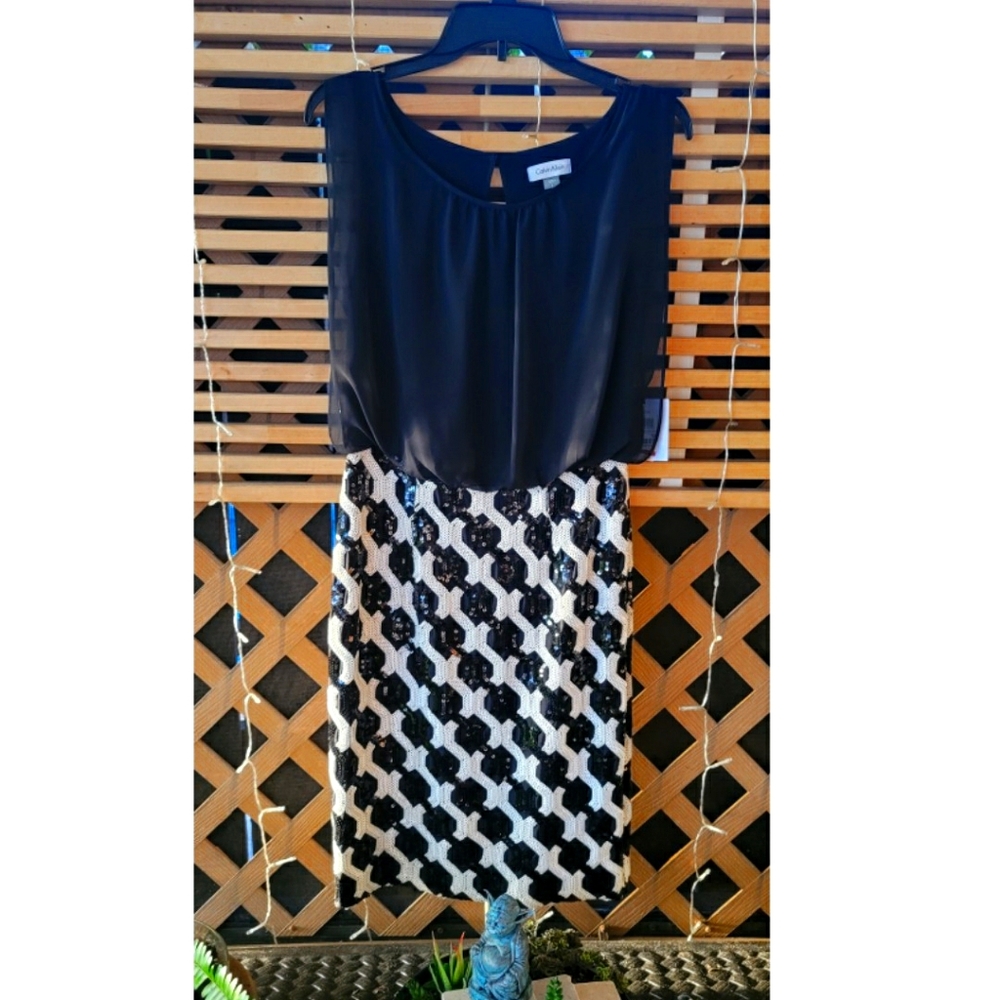 Calvin Klein black and white dress